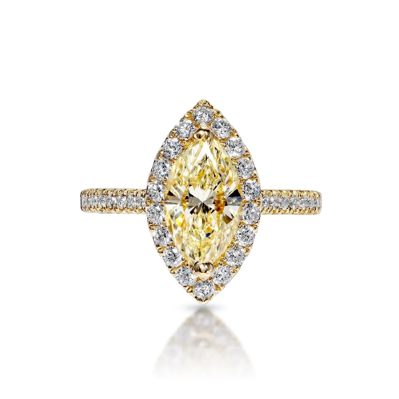 women three-diamond engagement rings -Aliya 2 Carat Yellow VVS2 Marquise Cut Diamond Engagement Ring in 18k Yellow Gold