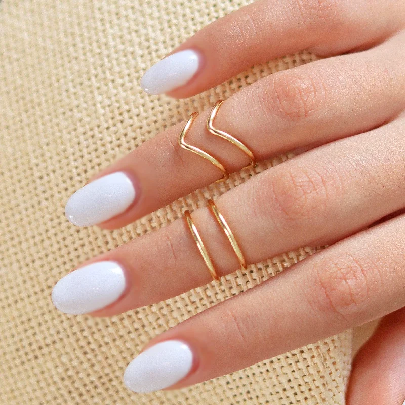 women silver rings -4 Gold Knuckle Ring Set