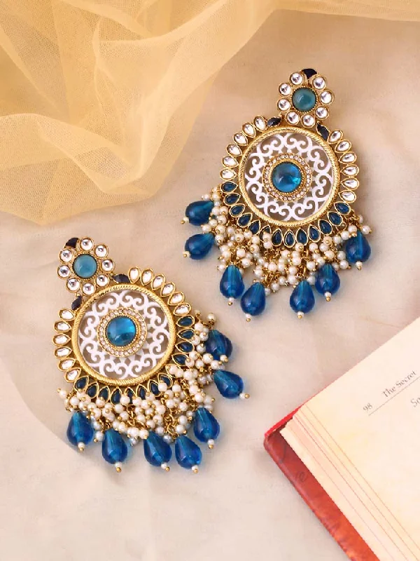 women bridal earrings -Blue Miraya Chandbalis