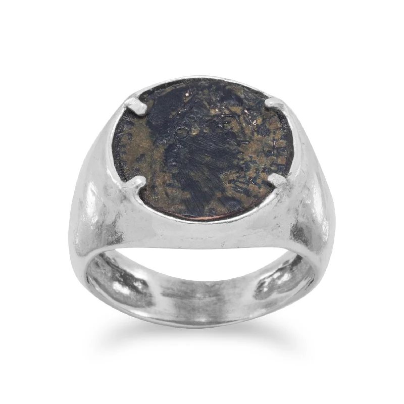 women gemstone engagement rings -Ancient Roman Coin Mens Ring Sterling Silver