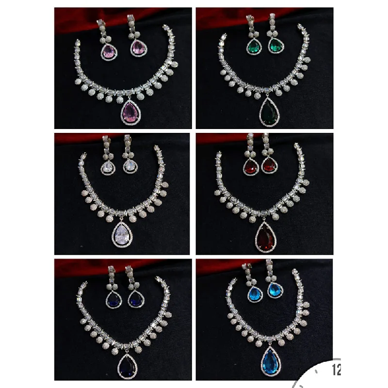 women diamond necklaces -Manisha Jewellery AD Stone Pendant Necklace Set