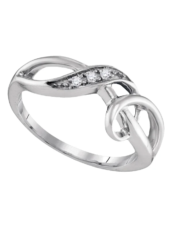 women diamond eternity rings -Sterling Silver Diamond Swirl Ring .03 CTW Rhodium on Sterling Silver