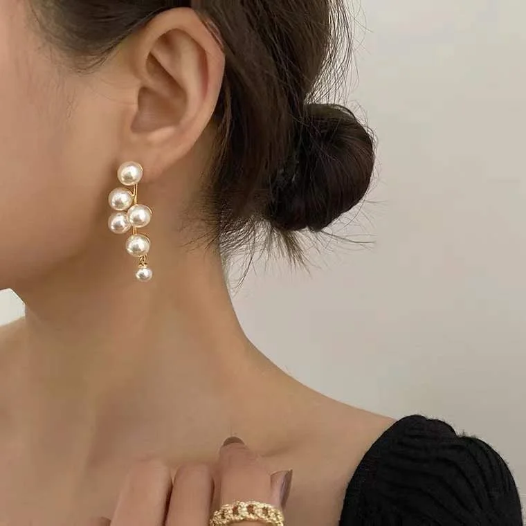 women pearl earrings -Just Lil Things Gold Pin Earrings jlt12103