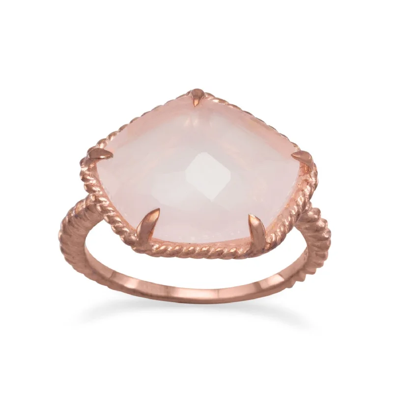 women white gold rings -Rose Quartz Ring Rose Pink Gold-plated Sterling Silver