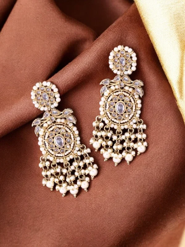 women large earrings -Ivory Shivaka Chandbalis