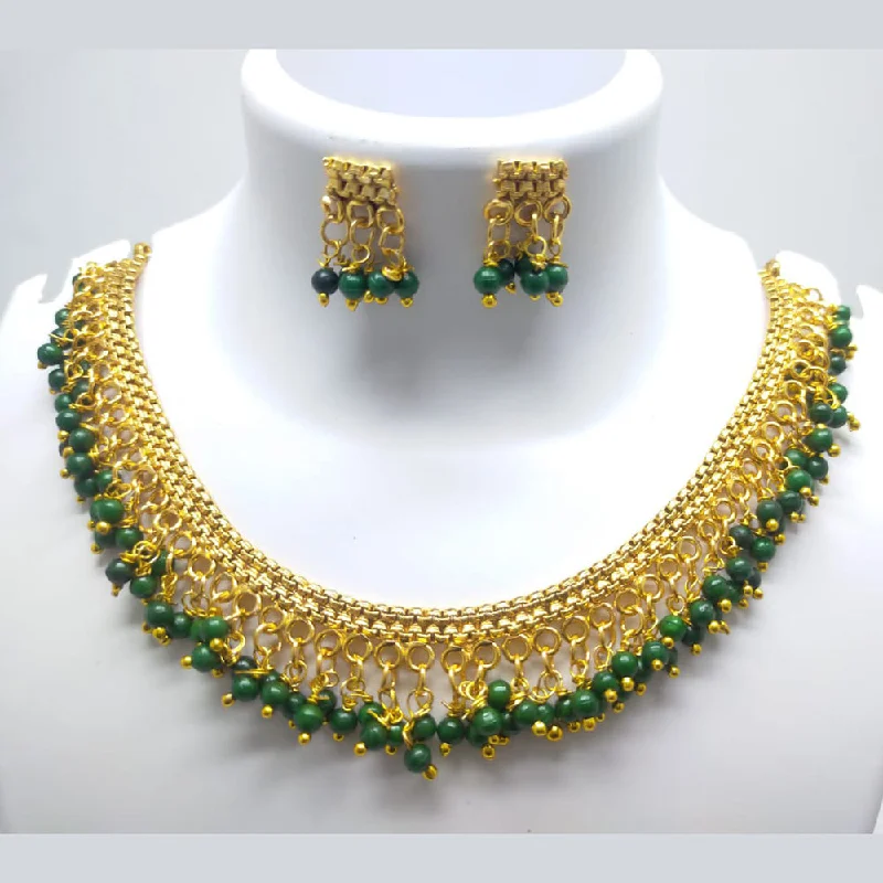 women sparkling necklaces -Palak Art Gold Plated Beads Necklace Set