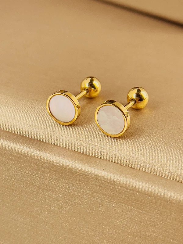 women charm earrings -Mother of Pearl Gold-Plated Stud Earrings jlt11743