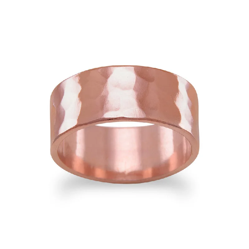 women infinity rings -Solid Copper Hammered 8mm Band Ring Made in the USA