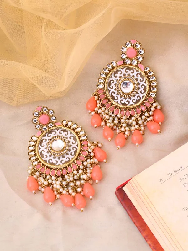 women sterling silver earrings -Coral Miraya Chandbalis