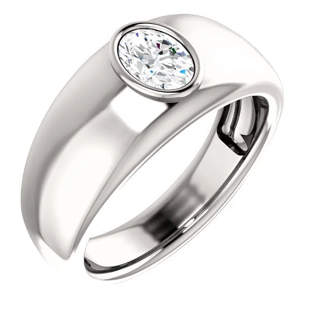 women twist engagement rings -0.75 Ct. Men's Oval Engagement Ring G Color VS1 GIA Certified 9mm width