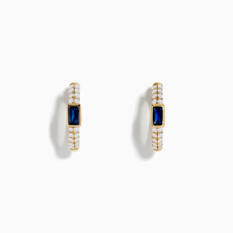 women elegant earrings -Royal Bleu 14K Yellow Gold Sapphire and Diamond Earrings