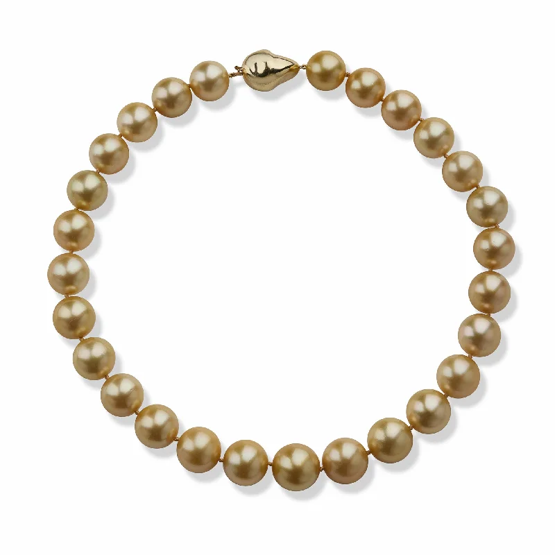 women crystal necklaces -Natural Color Golden Cultured South Sea Pearl Necklace