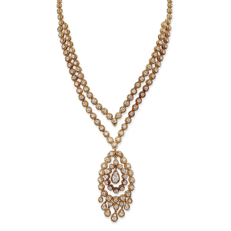 women romantic necklaces -Van Cleef & Arpels Indian-inspired Convertible Diamond Necklace and Pendant Earrings