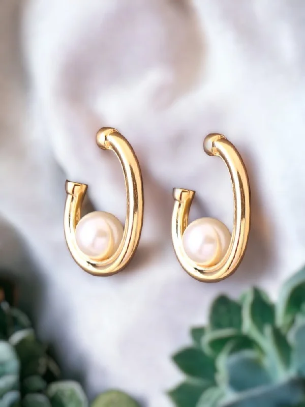 women drop earrings for women -Golden Esmeralda Hoops