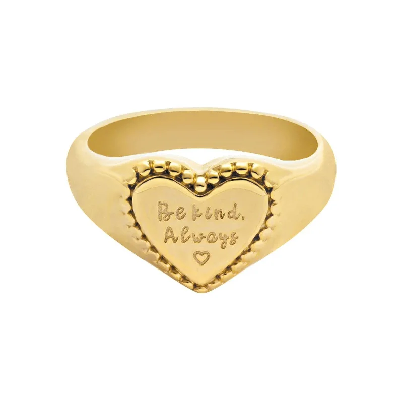 women engraved rings -Be Kind Always Ring