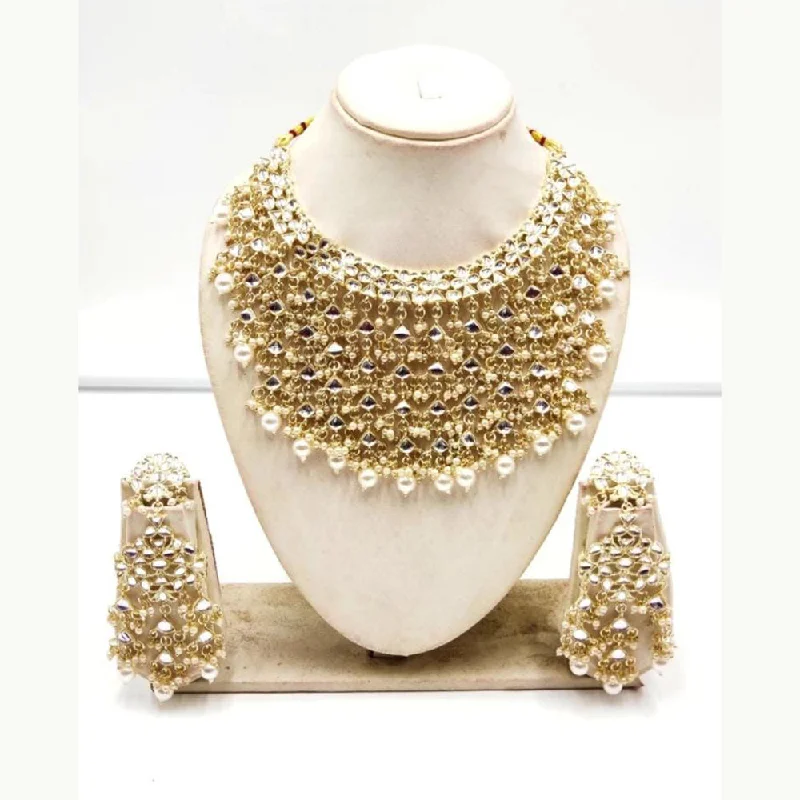 women unique necklaces -Manisha Jewellery Gold Plated Kundan Necklace Set