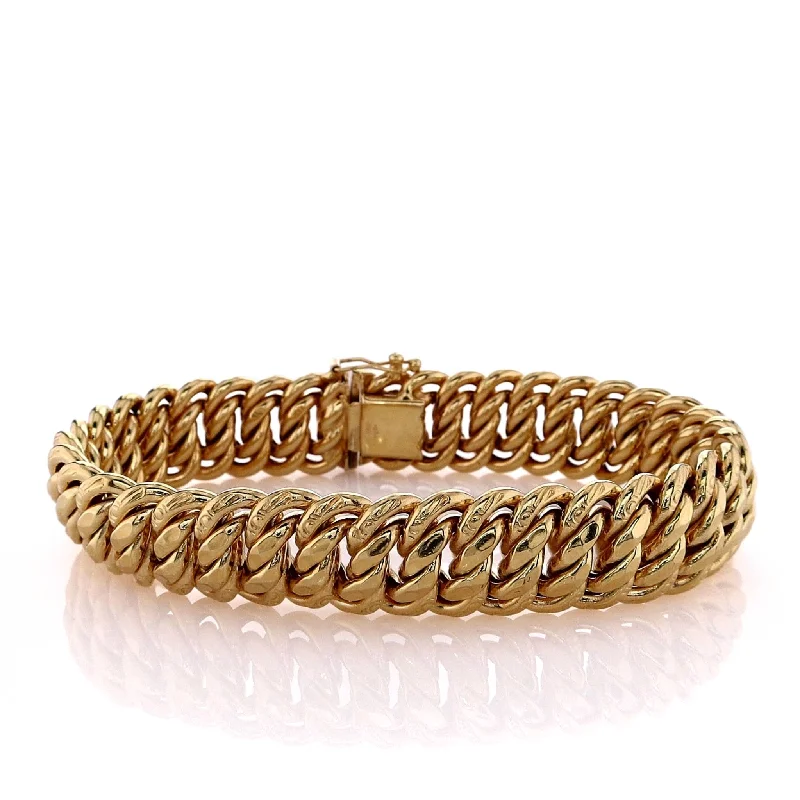 women mixed metal bracelets -Estate 18k Yellow Gold 7.5" Interwoven Oval Link Chain Bracelet