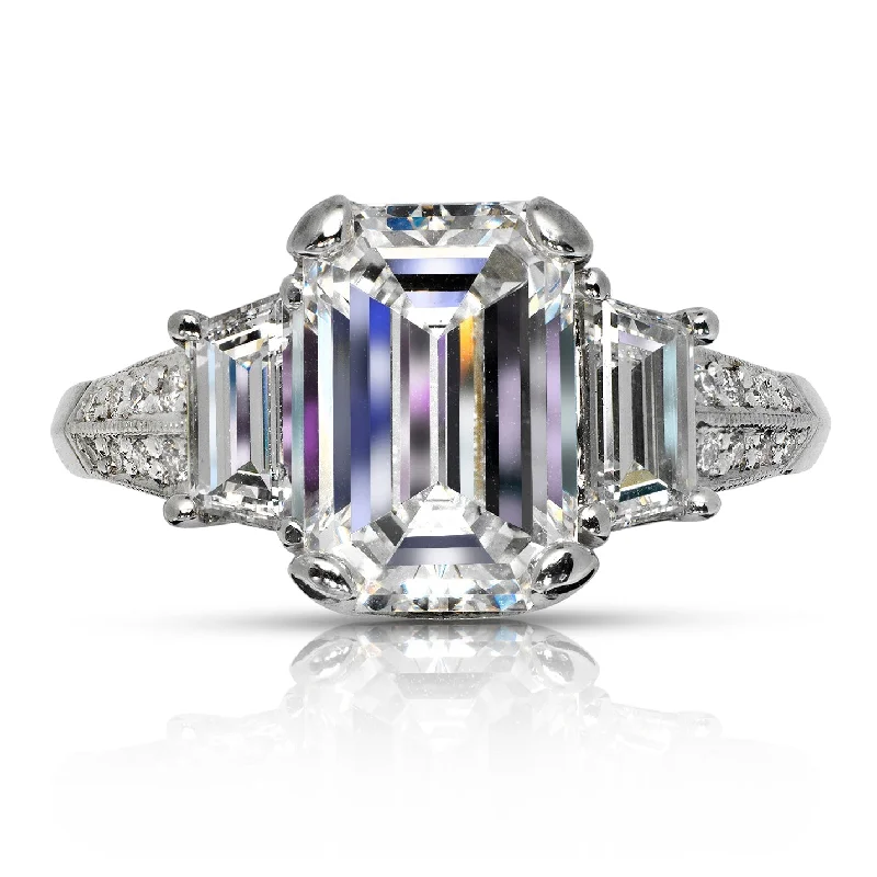 women unique halo engagement rings -ASH 4 CARAT EMERALD CUT E COLOR VS1 CLARITY DIAMOND ENGAGEMENT RING PLATINUM GIA CERTIFIED 3 CT E VS1 BY MIKE NEKTA