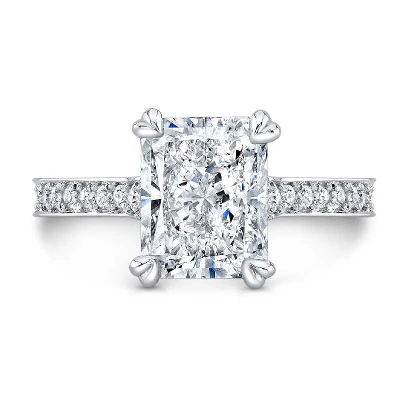 women floral engagement rings -2.50 Ct. Elongated Radiant Cut Hidden Halo Engagement Ring G Color VS2 GIA Certified