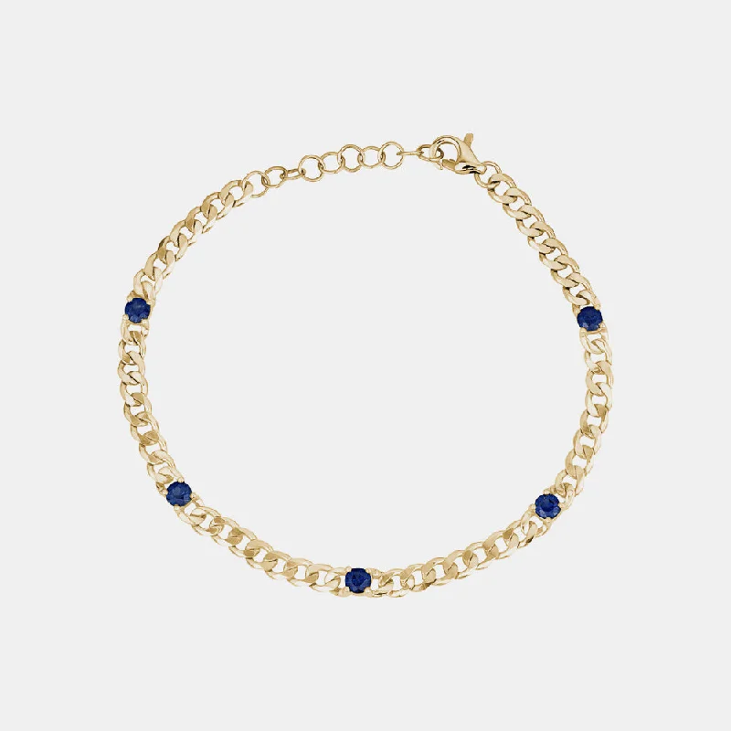 women crystal bangles -Blue Sapphire Bezel Bracelet