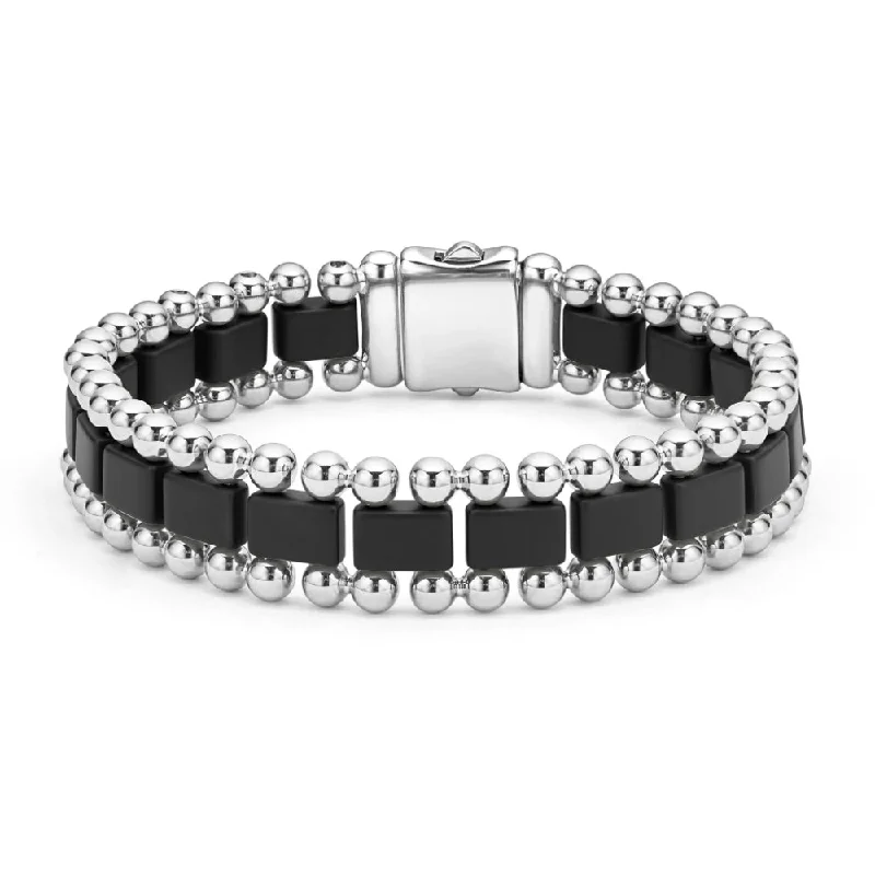 women diamond bangles -Lagos Anthem Matte Black Ceramic Link Bracelet