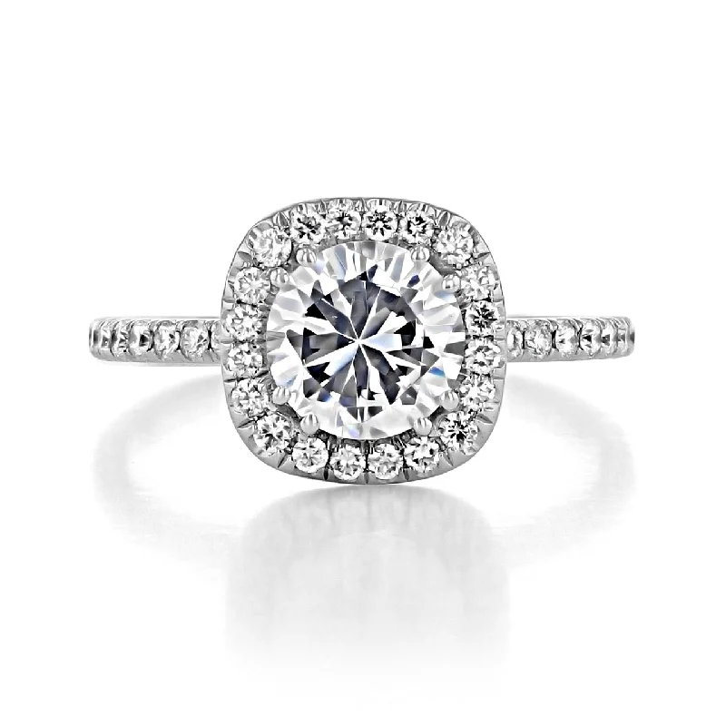 women affordable diamond engagement rings -1.0 ct  Round cut Halo Moissanite Engagement Ring