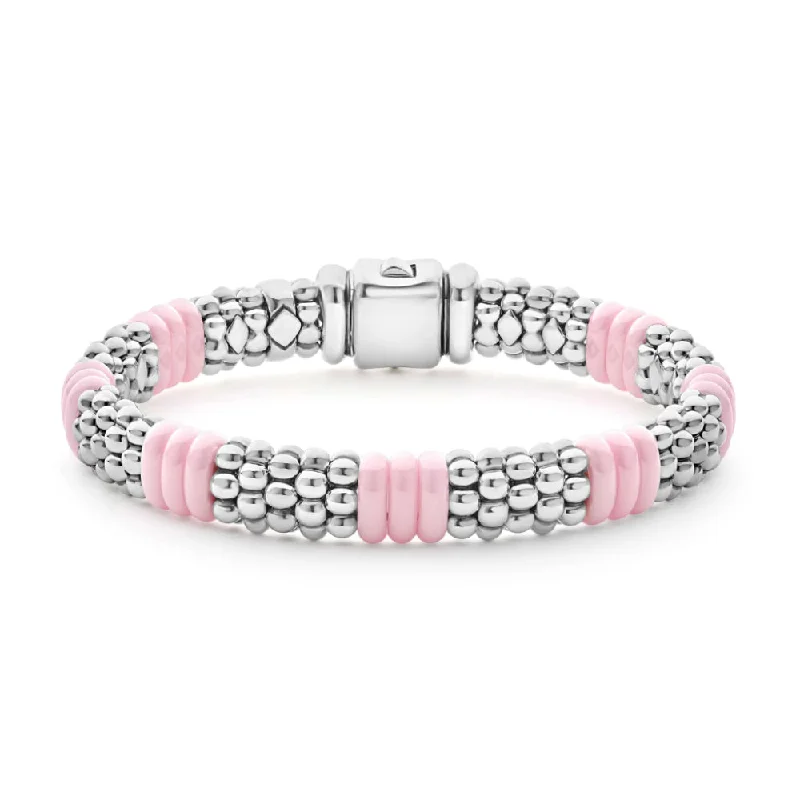 women chain bracelets -Lagos Pink Caviar Ceramic Caviar Beaded Bracelet, 9mm