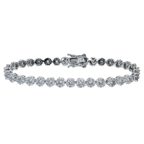 women chic bangle bracelets -Ally 18k White Gold Plated Tennis Bracelet with Simulated Diamond Crystals