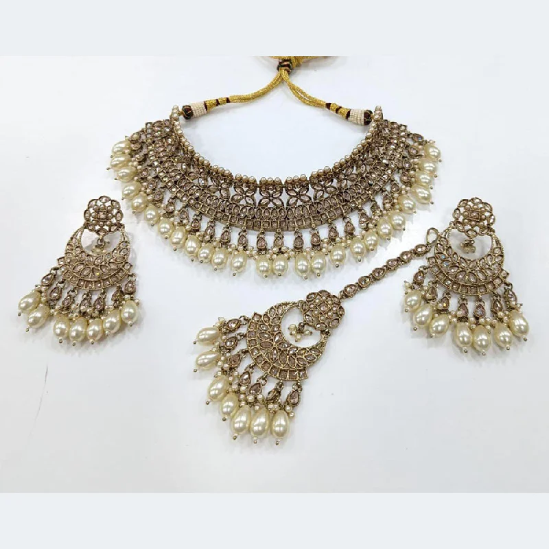 women chic long necklaces -Manisha Jewellery  Gold Plated Crystal Stone Necklace Set