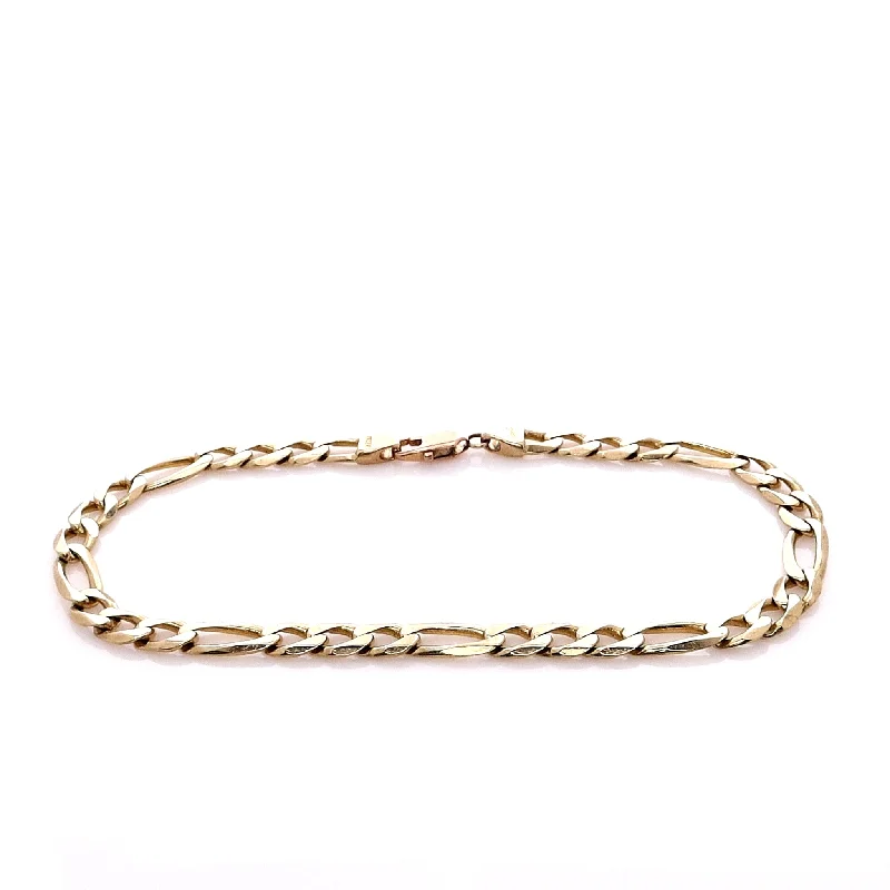 women gold tennis bracelets -Estate 14k Yellow Gold 5.2mm Figaro Chain Bracelet