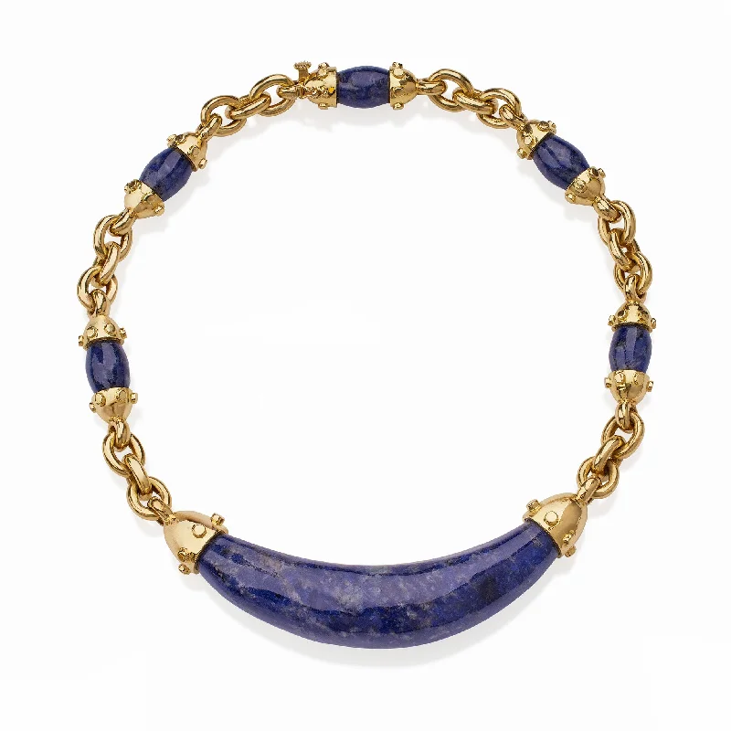 women ruby necklaces -Aldo Cipullo for Cartier 18K Gold and Sodalite "Rounds" Necklace