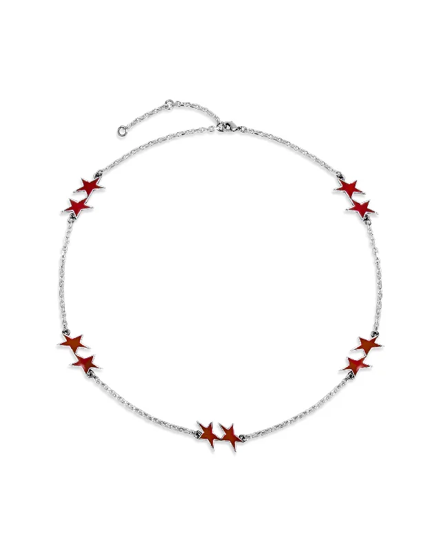 women fashion jewelry necklaces -Red Enameled Icon Necklace