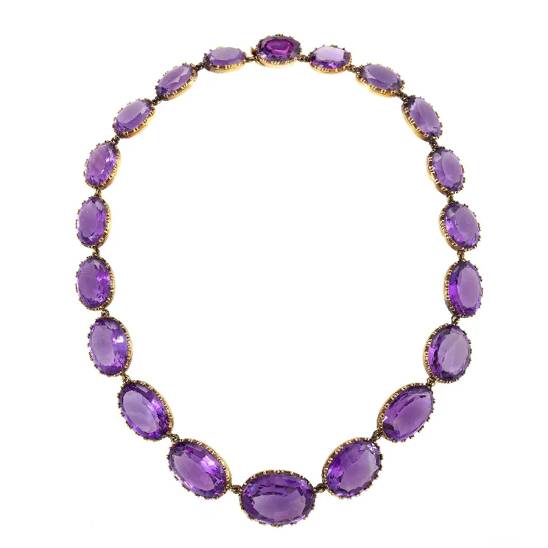 women bridal necklaces -Amethyst Rivière Necklace and Earrings Suite