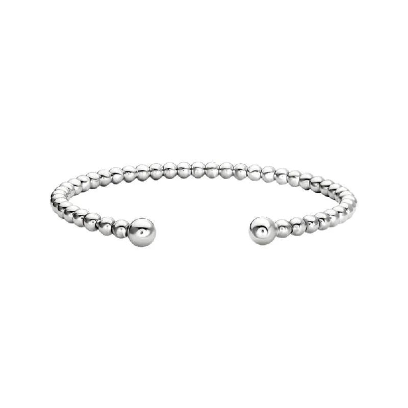 women charm bangle bracelets -Sterling Silver Beaded Cuff Bracelet