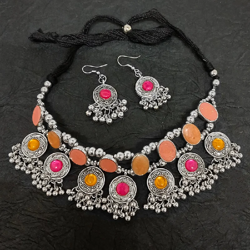 women classic pearl necklaces -Bhavi Jewels  Oxidised Plated Necklace Set