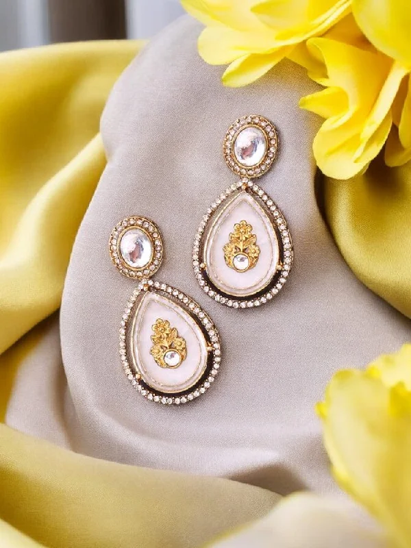 women romantic earrings -Ivory Pritika Danglers