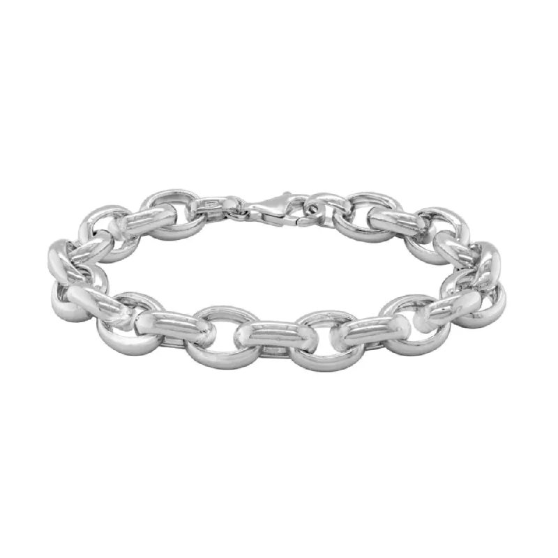 women vintage bangles -Sterling Silver Oval Chain Link Bracelet