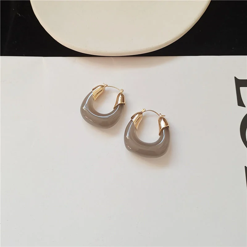 women ruby earrings -Just Lil Things  Grey Hoop Earrings jlt11279