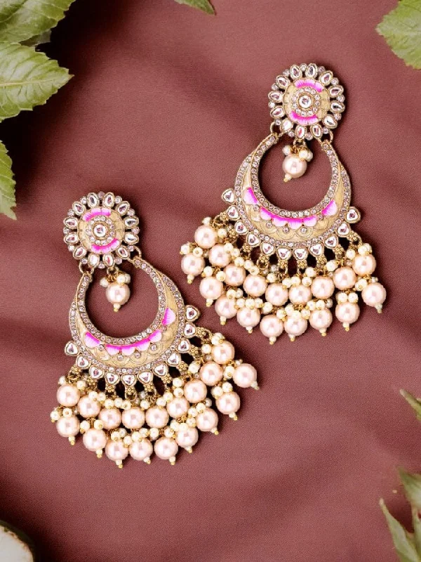 women ruby earrings -Golden Aanshi Chandbalis