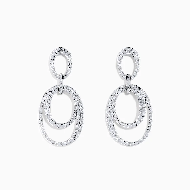 women cute earrings -Pave Classica 14K White Gold Diamond Earrings