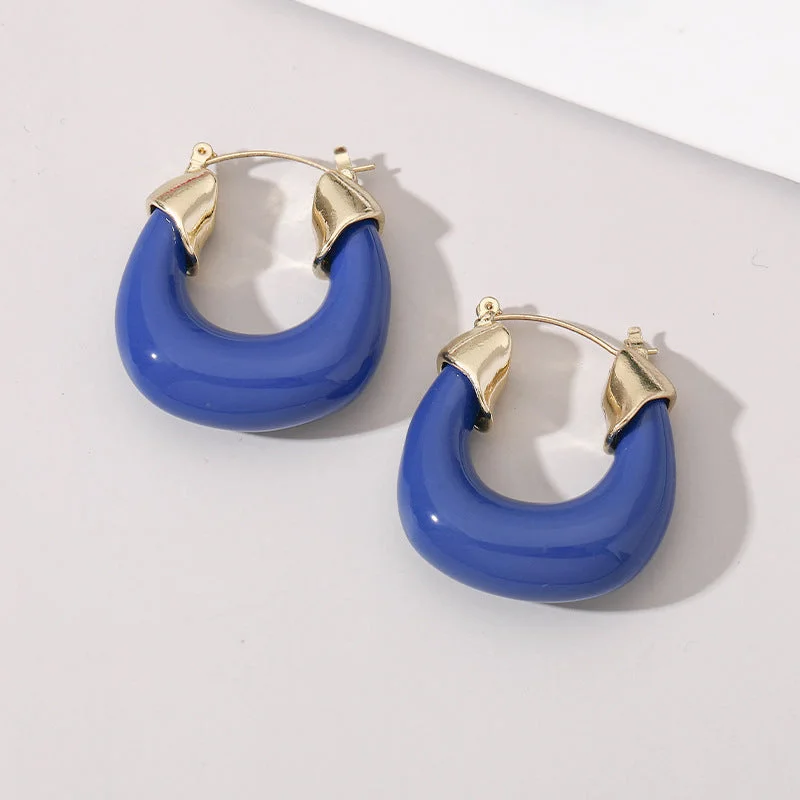 women custom name earrings -Just Lil Things  Blue Hoop Earrings jlt11285