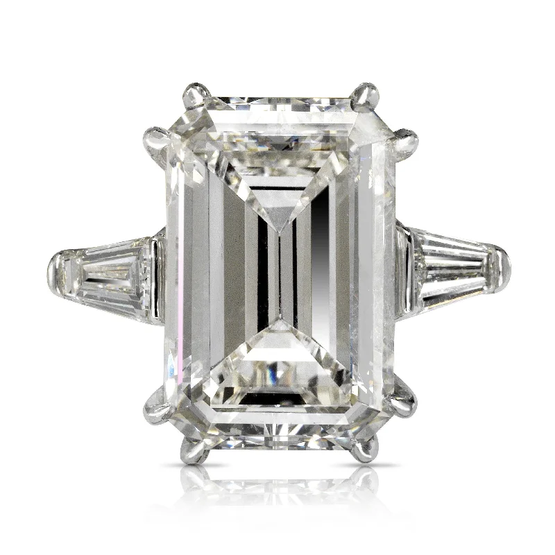 women heirloom engagement rings -BROOKE 13 CARAT EMERALD CUT F COLOR VS2 CLARITY DIAMOND ENGAGEMENT RING PLATINUM EGL CERTIFIED 12 CT F VS2 CENTER MIKE NEKTA