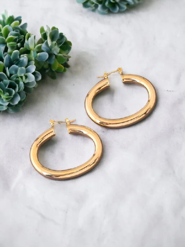 women artistic earrings -Golden Thames Hoops