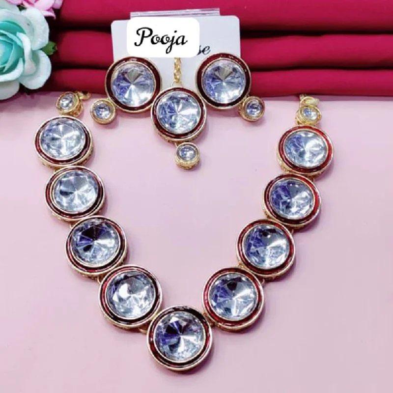 women ethnic necklaces -Pooja Bangles Crystal Necklace Set