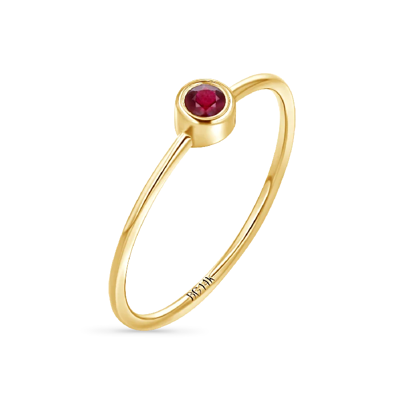 women stacking rings -Solitaire Bezel Ruby Ring