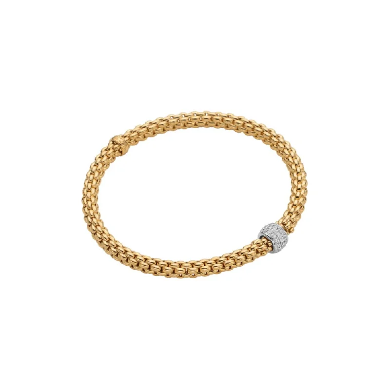 women wedding bangles -Fope 18k Gold Solo Flex'it Bracelet with Pavé Diamonds