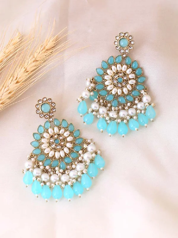 women charm earrings -Turquoise Triguna Chaandbalis