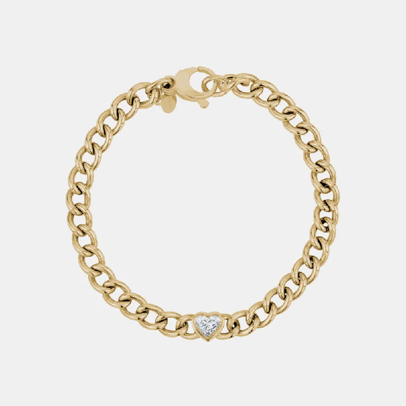 women heart-shaped bracelets -Heart Shaped Diamond Miami Cuban Link Bracelet