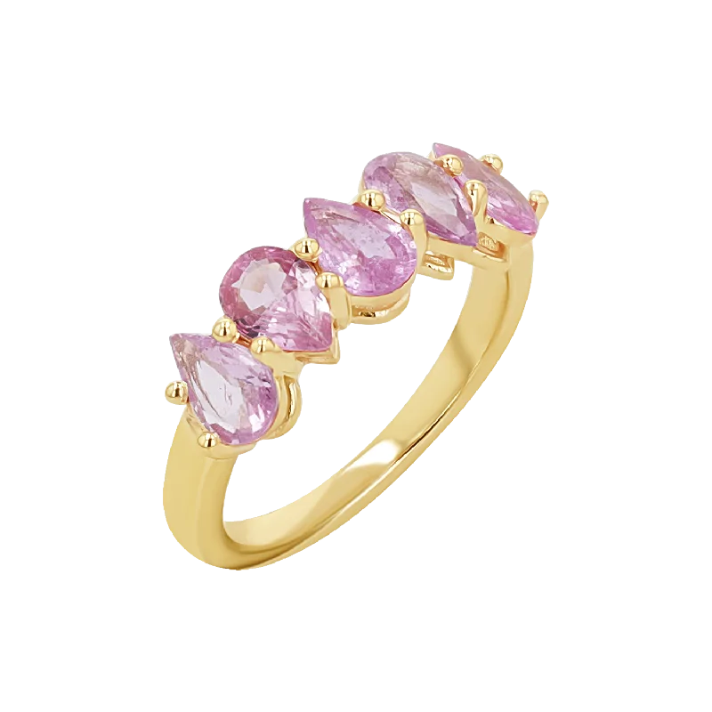 women large cocktail rings -Pear Shape Pink Sapphire Half Eternity