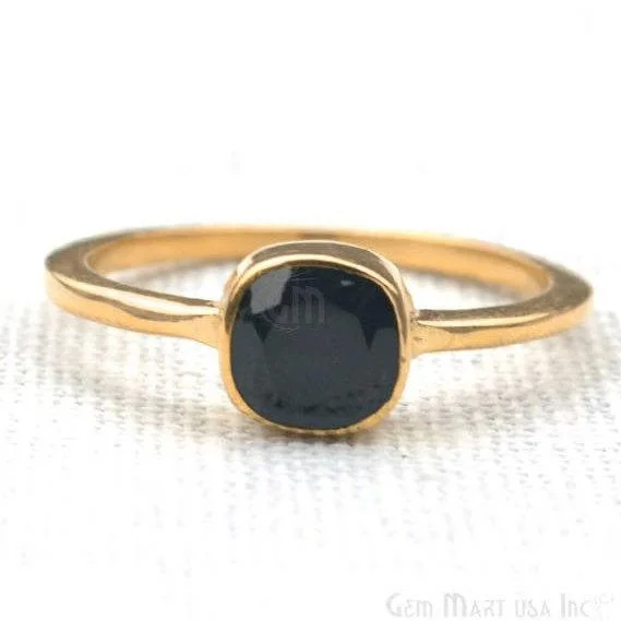 women custom promise rings -Gold Plated Cushion Shape Single Gemstone Solitaire Ring (GP-12008)